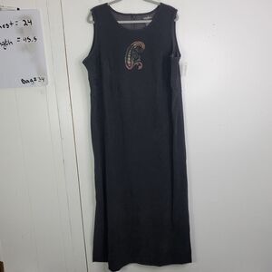 Vintage 90s Maxi Dress Womens 18 Sleeveless Split Hem Boho Hippie Phoebe Grunge